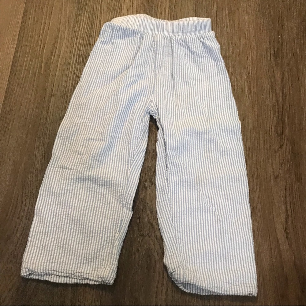 Toddler boy light blue and white seersucker fully lined pants size 2t